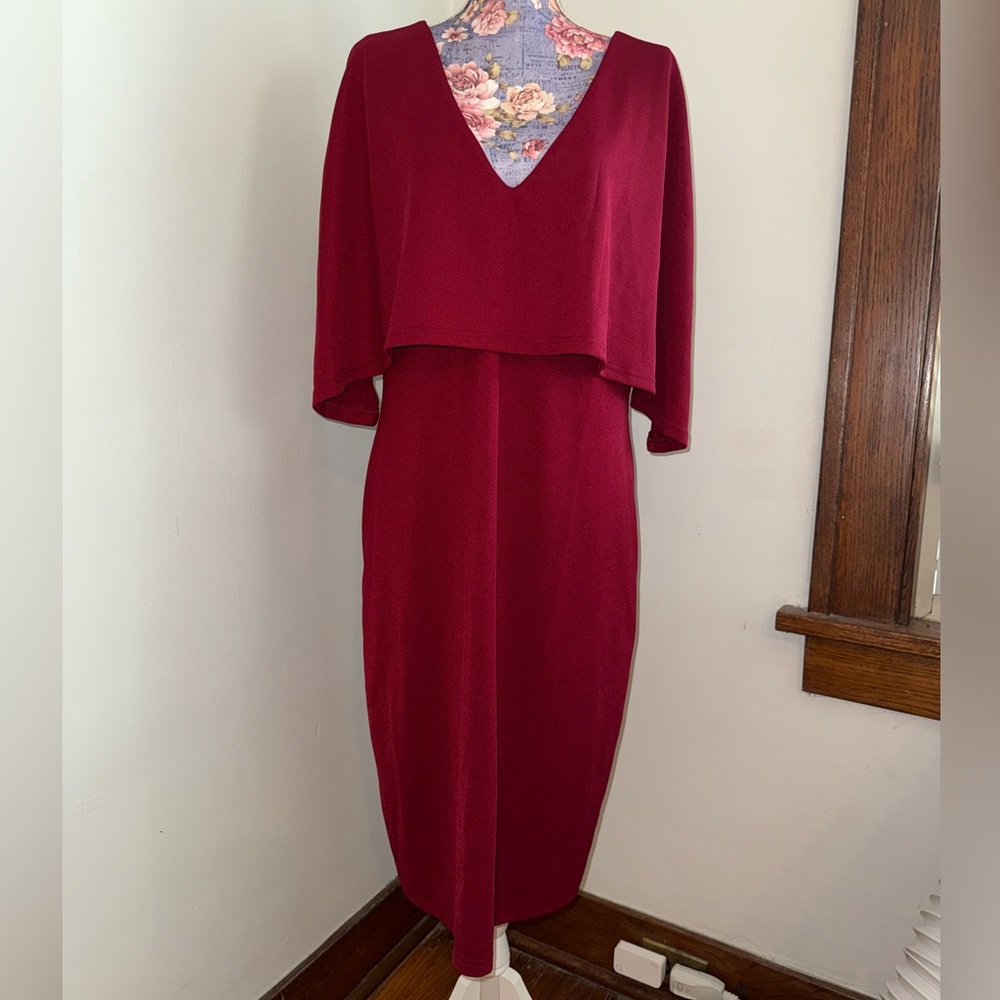 Chic Deep Red Midi Dress